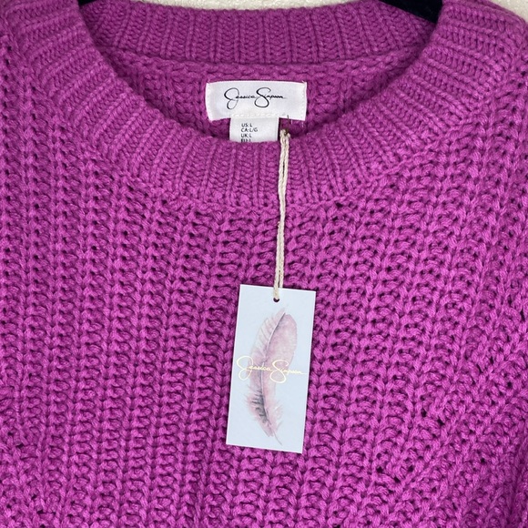 Jessica Simpson Magenta Cropped Knit Sweater NWT Size L - Picture 6 of 11